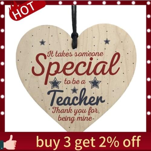 Wooden LOVE Christmas Chip Hanging Gift Plaque Pendant Heart Shape For Teacher Thank You Gifts Wine Bottle Decor Pendant Tags 23