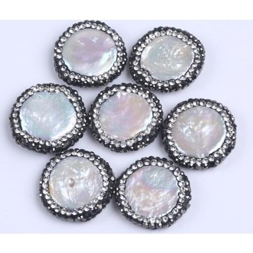 Hot sale coin freshwater pearl loose big paved crystal pearl bead