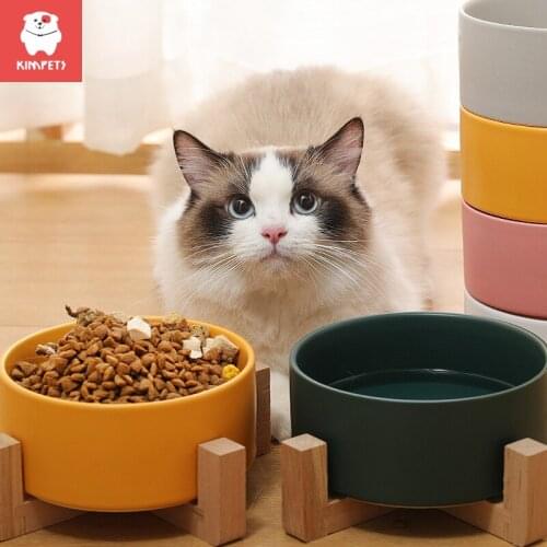 KIMPETS Ceramic Double Cat Bowl Dog Bowl Pet Feeding Water Bowl Cat Puppy Feeder Product Supplies Pet Food And Water Bowls Dogs