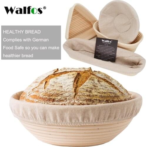 WALFOS Natural Rattan Fermentation Wicker Basket Country Baguette French Bread Mass Proofing Baskets Dough Banneton Baskets