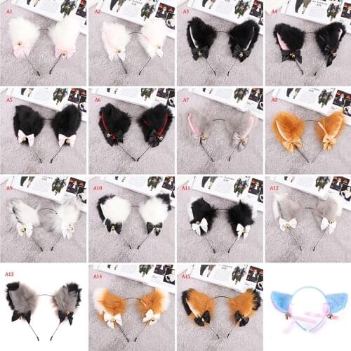 22 Styles Cat Ear Anime Party Costume Bow Tie Bell Headwear Headband Cute Masquerade Halloween Cat Ears Cosplay Hair Accessories