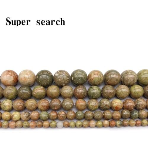 Wholesale 4 6 8 10 12mm Natural agata Unakite stone flower green Round loose Beads 15" DIY jewelry making for bracelet