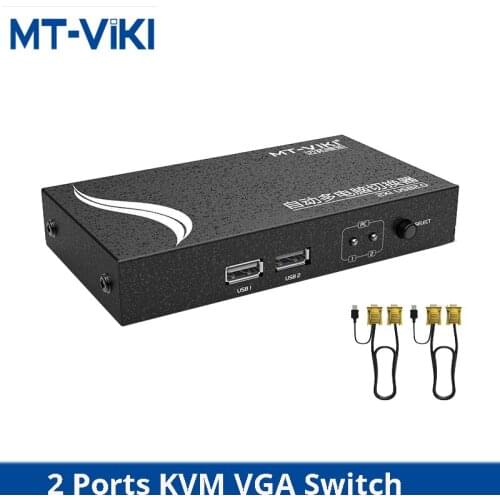 MT-Viki 2 Port Auto USB KVM Switch Hotkey Select with Original Cables PC Manage VGA sharer With Connector cable MT-271UK-L