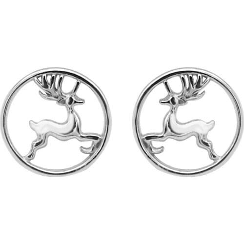 Cute Female Small Deer Stud Earrings 925 Sterling Silver Animal Earrings For Women Simple Fashion Wedding Jewelry Bride Earrings