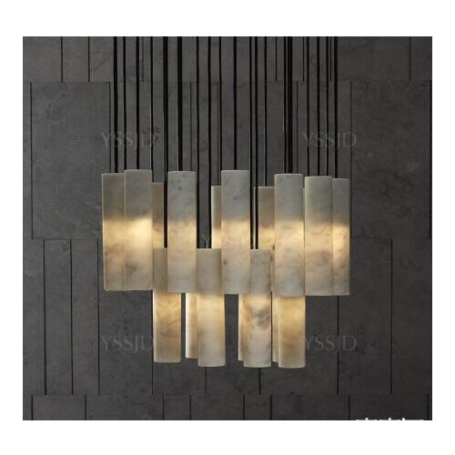 Marble Chandelier Marble Nordic Stair Long Chandelier Rotating Duplex Building Villa Semi-floor Hollow Floor Loft Modern Simple