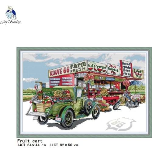 Fruit cart landscape cross stitch kit 14ct11ct printed pattern cross stitch needlework embroidery set DIY wall decoration crafts