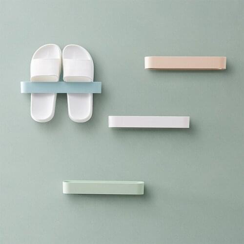 Paste on The Wall Seamless Shoe Rack, Household Space-saving Storage Rack, Bathroom Wall-mounted Slippers Rack