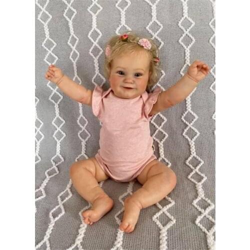 NPK 60CM Reborn Toddler Popular Maddie Cute Girl Doll with Rooted Blonde hair Soft Cuddle Body High Quality Doll