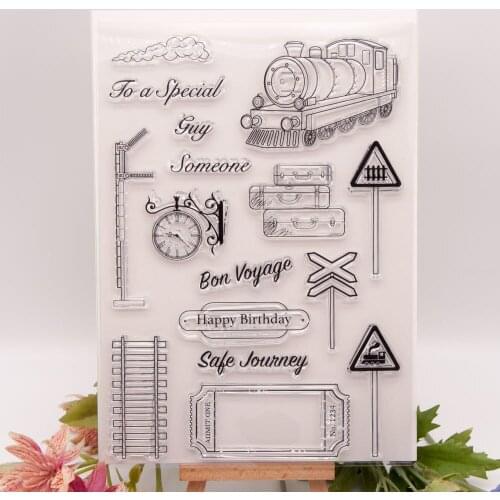 Train Road Sign Stamps Clear Silicone Rubber Stamps Scrapbooking Embossing DIY Handcrafts Decoration Stamps