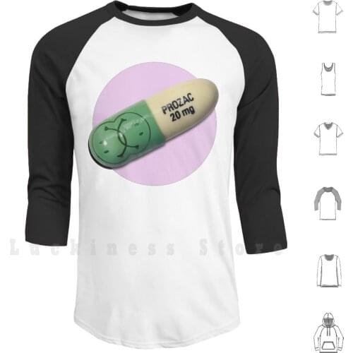 Prozac-Turn That Frown Upside Down Hoodies Long Sleeve Prozac Drug Antidepressant Ssri Depressed Dark Sad