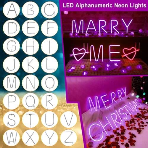 Romantic LED 26 Letter Neon lights Letters Decorative For Party Wedding Letras Luminosas Xmas Home Decoration Accessories