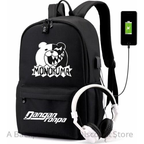 Danganronpa Monokuma Backpack Bags For Women Men Usb Backpack Shoulders package Satchel student backpacks Casual Laptop Mochilas