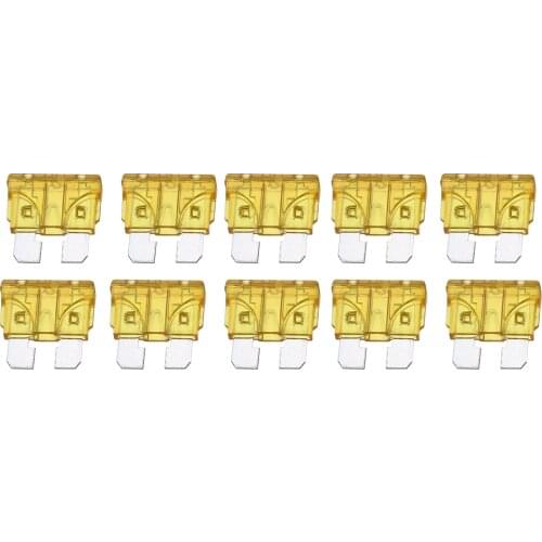 Treyues 10pcs 20A Yellow Color Coded Standard ATO/ATC Blade Fuses For Auto Car Truck