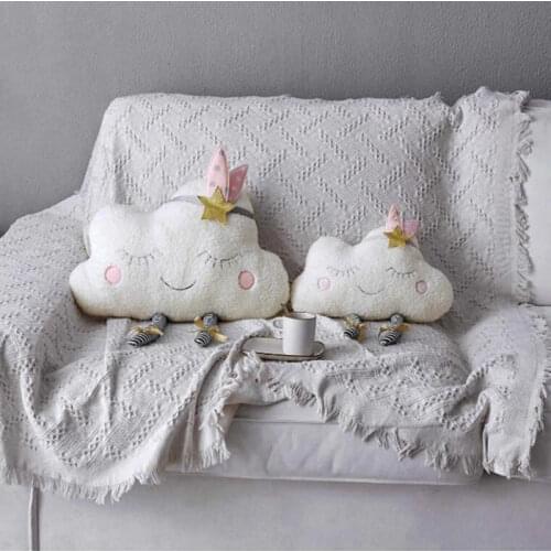 Ins Cloud Plush Pillow Baby Comfort Pillow Embroidered Blind Pillow Sofa Furnishings Childrens Room Decoration Girl Gift