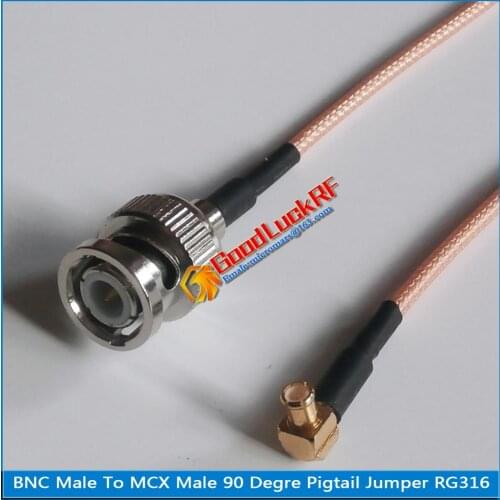 High-quality BNC Male To MCX Male Right Angle 90 Degree Plug RF Connector RG316 Pigtail Jumper Cable Low Loss