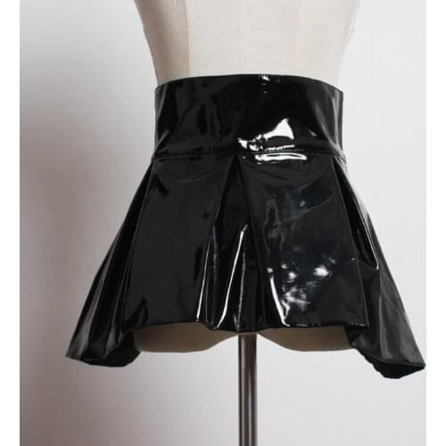 Womens runway fashion patent pu leather Cummerbunds female Dress Corsets Waistband Belts decoration wide belt R958