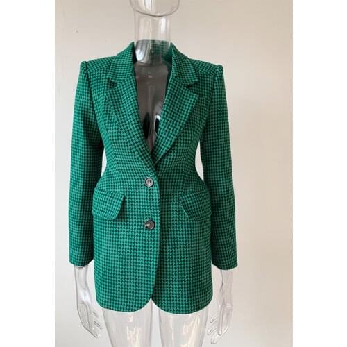 2021 Autumn chic OL elegant double-breasted tweed coat hight quality plaid wool jackets for women B848