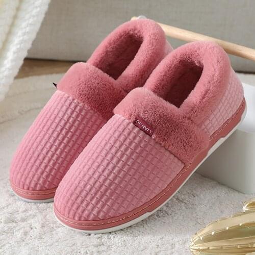 Winter Furry Short Plush Shoes for Men Home Slides for Women Slippers Non Slip Bedroom Slippers Keep Warm Soft Indoor Shoes Male