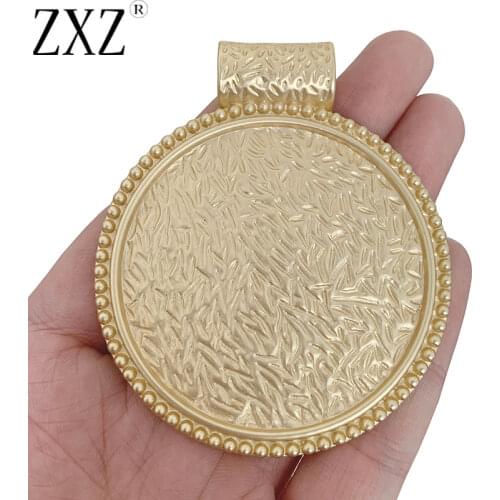 ZXZ 1 Piece Matt Gold Large Boho Bohemia Design Round Charms Pendants for Necklace Jewellery Making Findings 72x61mm