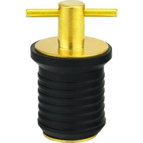 1'' Rubber Brass Boat Twist Drain Plug T-Handle Livewell Drain Plug Marine Parts