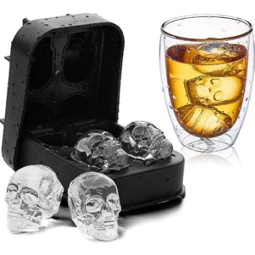 100Sets/lot SiliconIce Ice Cube Mold Skeleton Skull Shape Chocolate Mould Tray DIY Tool Whiskey Wine Cocktail Ice Cube Maker