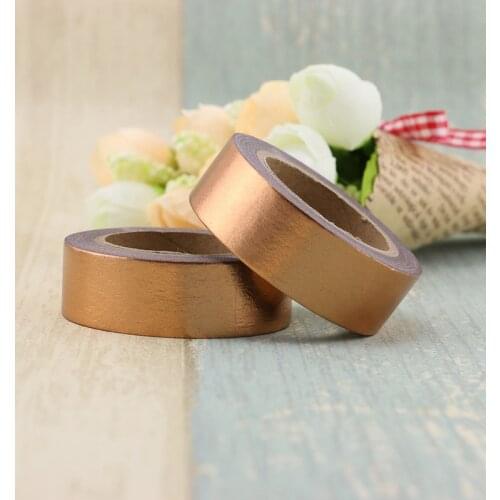 1X copper Foil Washi Tape Paper 1.5cm*10m Kawaii Scrapbooking Tools Masking Tape Metallic Christmas Diy Decorative Tapes