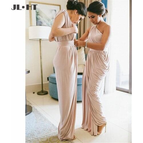 2019 In Stock One Shoulder Bridesmaid Dresses Long Pleat Floor Length Maid of Honor Wedding Party Dress Bridesmaid Dress