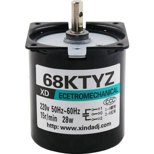 68KTYZ Mini Permanent Magnetic Synchronism Motor 220V 28W 68-KTYZ AC Gear Reducer Moter 2.5/5/10/15/20/30/50/60/80/110 Rpm