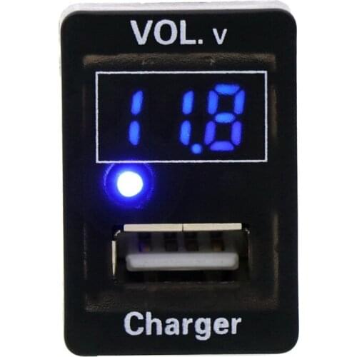 USB Charger DC12V 5V 2.1A Socket Car Led Digital Voltage Display Voltage Meter Battery Monitor for TOYOTA