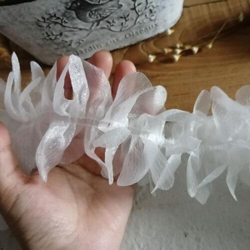 10meter white organza wedding gift hat skirt shoulder strap fairy pleated lace 7cm wide