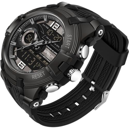 SANDA Brand Mens Waterproof Sport Watch Dual Display Analog Digital LED Electronic Quartz Military Wristwatch relogio masculino
