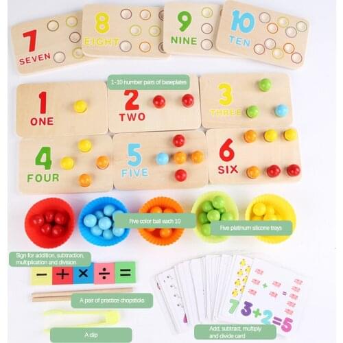 Montessori Clips Beads Board Game Classroom Home Math Manipulative Counting for Kindergarten Elementary