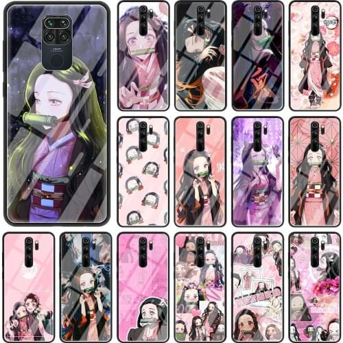 Phone Case for Xiaomi Redmi Note 9S 8 8T 9 K30 Pro K20 7 8A 9A 9C 9i Tempered Glass Funda Back Cover Demon Slayer Nezuko Anime