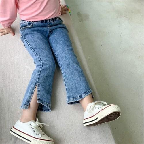 Children flare Jeans For Girls Kids Cowboy Pants Jeans Casual Loose Running Denim Trousers For Girl Children Pants Trousers 2-7T