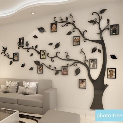 DIY Family Tree Photo Frame Wall Sticker Crystal Mirror Acrylic Stickers Paste For home TV Background Wall Decoration