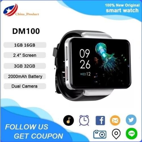 DM101 4G LTE Smart Watch Phone Android 7.1 Quad Core 1GB 16GB RAM 3GB 32GB Heart Rate 2.4'' Square Screen Smartwatch VS DM100