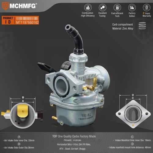 Engine Parts Carburetor PZ19 for 4-stroke Horizontal 50cc-110cc Dirt Pit Bike, ATV , Quad ,Go-kart ,Buggy
