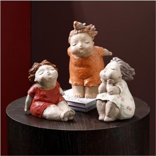 European Cute Fat Girl Resin Statues Accessories Kids Room Desktop Figurines Crafts Home Livingroom Table Sculpture Decoration