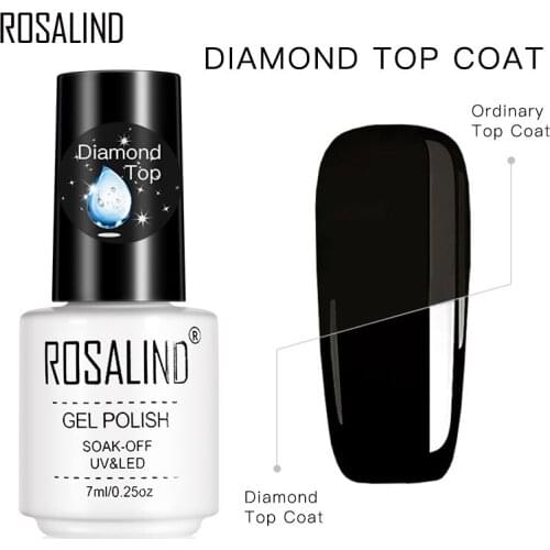 ROSALIND Gel Polish Diamond Top Coat UV Lamp Gel Soak Off Reinforce 7ml Long Lasting Nail Art Manicure Gel Lak Varnish Primer