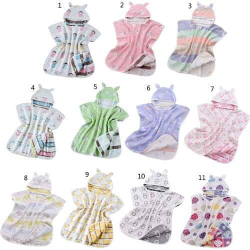 H3CD 60x60cm Baby Bath Towel 6 Layers Cotton Gauze Hooded Kids Cape Poncho Cartoon Printed Breathable Ultra Absorbent Infant Up