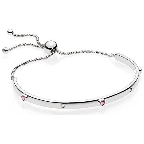 Pan, silver bracelet with love s925 silver bracelet personality fashion simple adjustable bracelet female valentines day