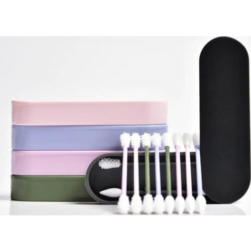 Hot 2Pcs/box Reusable Cotton Swab Ear Cleaning Cosmetic Silicone Buds Swabs Sticks Double-headed Recycling For Cleaning Makeup