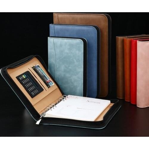 Filofax a6 a5 b5 loose-leaf zipper bag loose-leaf notebook stationery wallet style ol business book Multi function calculator