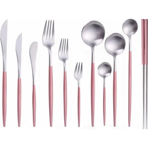 Spoon Set Stainless Steel Cutlery Set Dessert Fork Spoon Knife Tableware Chopsticks Reusable Utensil Kit Cutlery for Weddings