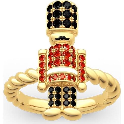 New gold Color Ring For Women Creative Ring Multi color rhinestone cute Cartoon Character Ring Party Fashion Jewelry Accessories