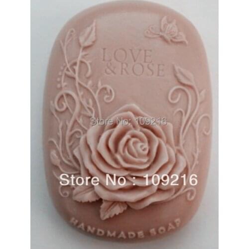 Wholsale!!1pcs Love & Rose (ZX1514) Handmade Soap Mold Crafts DIY Mold