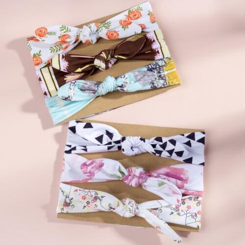 3pcs/lot Solid Nylon baby headband Bow Headbands For Cute Kids Indian Turban Knot Rabbit Cotton Kids Hair Accessories