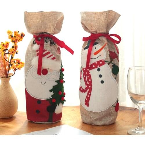 Christmas Decorations for Home Santa Claus Wine Bottle Cover Snowman Stocking Gift Holders Xmas Navidad Decor Happy New Year