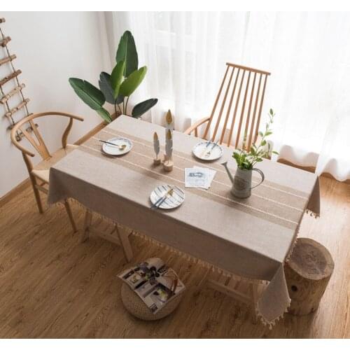 Cotton and Linen Small Fresh Tablecloth Literary Round Table Coffee Table Table Cloth Rectangular Tablecloth