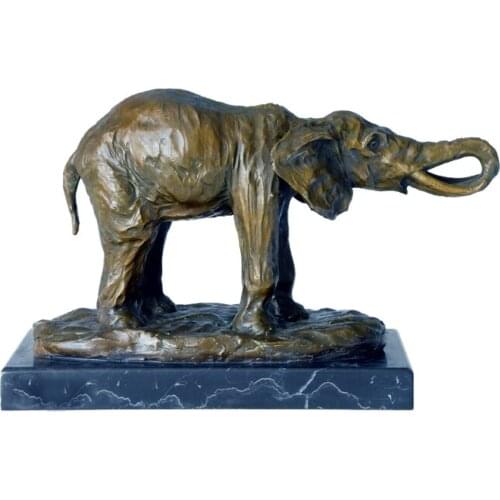 Handmade Bronze Elephant Statue Wildlife Animal Sculpture Art Office Desk Home Decoration